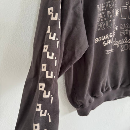 Clare V Oversize Sweatshirt In Charcoal W/ Cream Icon Print