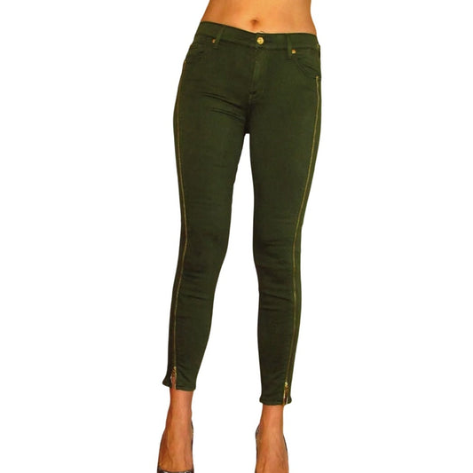 7 For All Mankind Skinny Dark Green Olive Women's Jeans