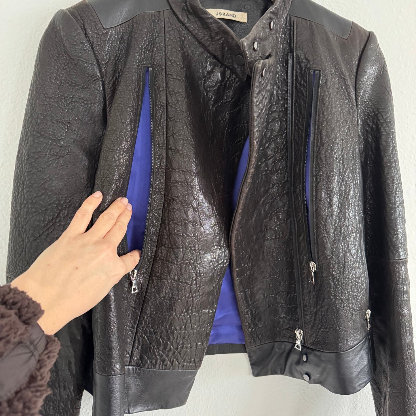 J Brand Black Leather Jacket Size Small