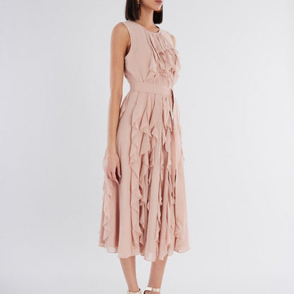 NWT BCBGMaxAzria Flowy Midi Dress Light Pink Size 4 - Isabeau Ruffle Dress