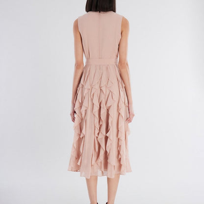 NWT BCBGMaxAzria Flowy Midi Dress Light Pink Size 4 - Isabeau Ruffle Dress