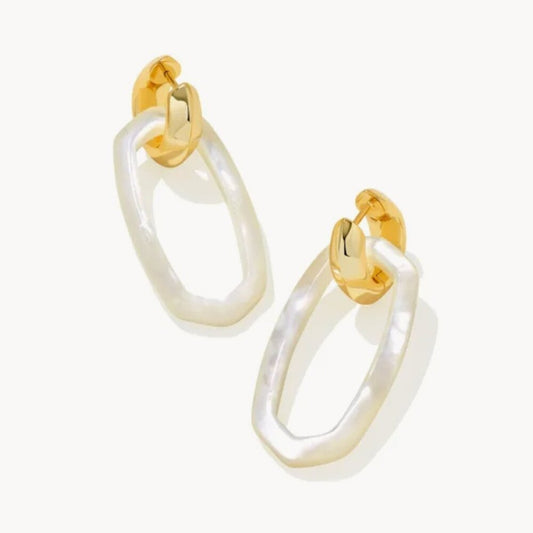 Kendra Scott Danielle Gold Convertible Link Earrings in Ivory Mother-of-Pearl