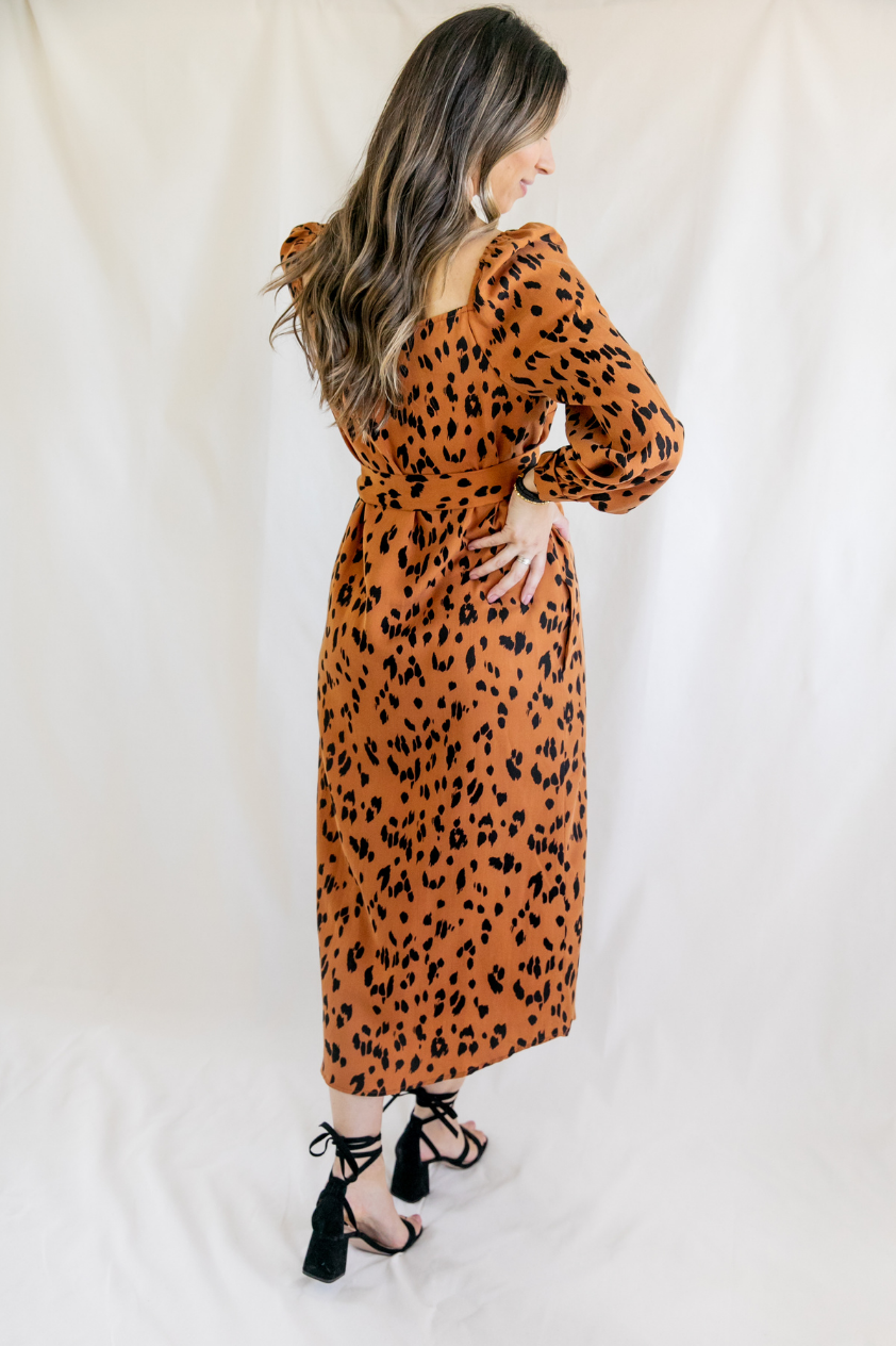 Taye Lyocell Animal Print Square Neck Maxi Dress