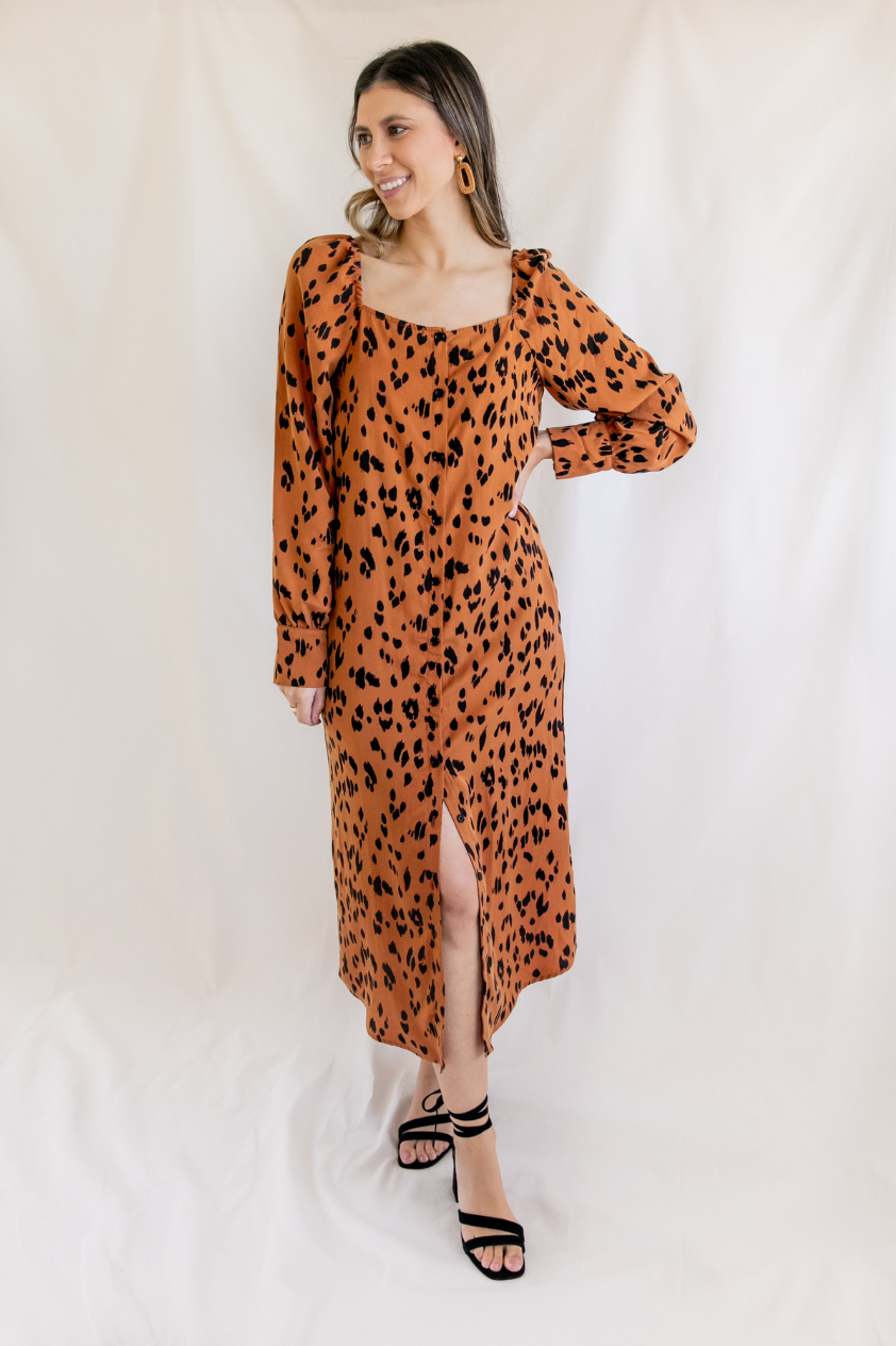 Taye Lyocell Animal Print Square Neck Maxi Dress