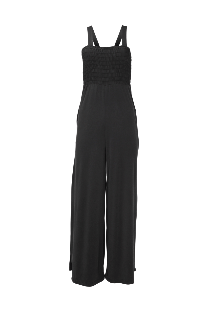 Smocked Jumpsuit Modal Nursing Friendly Black Modal Choix